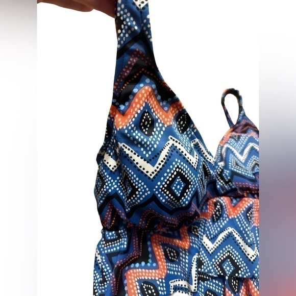 Tankini Tribal Geometric Pattern Tiered Ruffled Colorful womens xsmall kids 12 - Picture 5 of 11